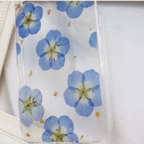 まろページ⭐︎押し花ケース 全機種対応 スイートピーの押し花ケース iPhoneケース・カバー ❁hana