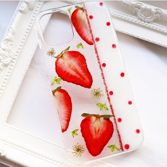 苺のiPhone7押し花ケース