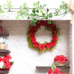 クリスマスのお花屋さんフレーム（壁掛けOK）：フレーム：フレームアレンジ：クリスマス：ギフト：インテリア：ミニチュアハウ 5枚目の画像