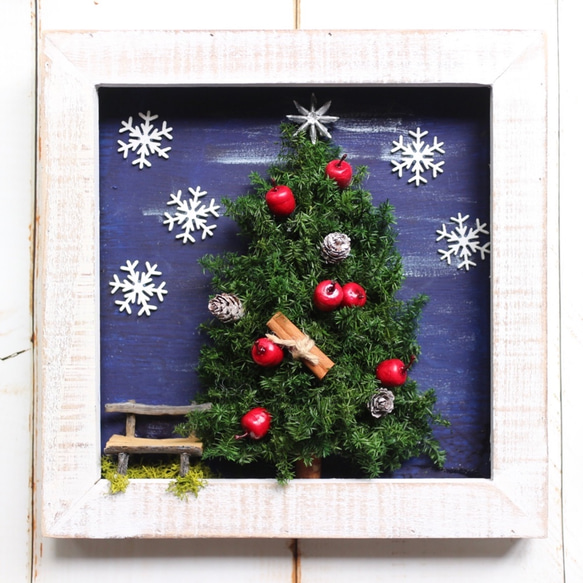 クリスマス　クリスマスツリー「夜空輝くクリスマスの壁掛けフレーム」：クリスマス・ギフト・インテリア・贈り物・贈呈品 2枚目の画像
