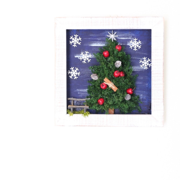 クリスマス　クリスマスツリー「夜空輝くクリスマスの壁掛けフレーム」：クリスマス・ギフト・インテリア・贈り物・贈呈品 1枚目の画像