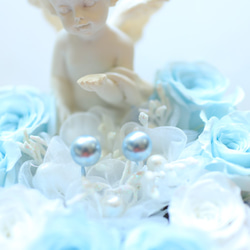 天使が見守るブルーのリングピロー 4枚目の画像