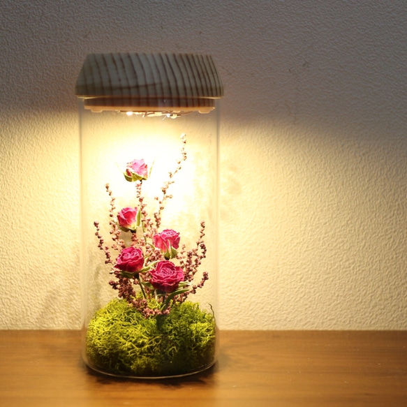 母の日「ami の2つの光」LEDライト付きガラスドーム：ギフト・インテリア・贈り物・贈呈品 1枚目の画像