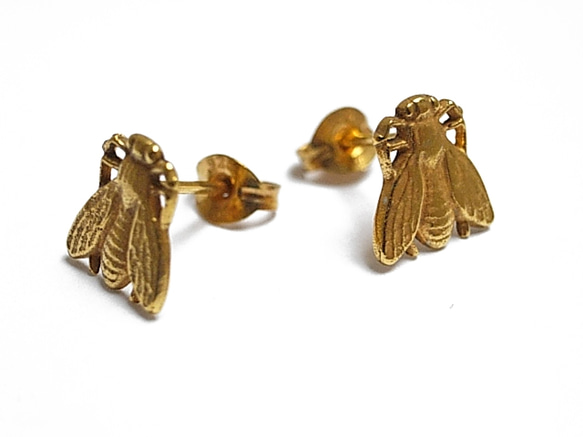 Bee 18ct goldplate/Silver925 studs 1枚目の画像