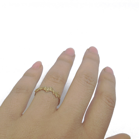 flower leaves 18ct goldplated silver925 ring 第2張的照片