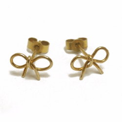 18ct golplated Bow Ribbon studs 第1張的照片