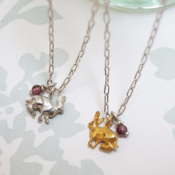 Rabbit 18ct goldplated / Silver Necklace 2枚目の画像