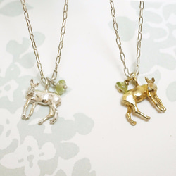 Deer 18ct goldplated /Silver Necklace 2枚目の画像