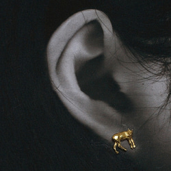 Deer 18ct goldplated Silver Studs 4枚目の画像