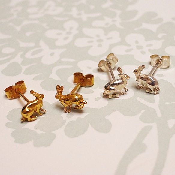 Rabbit 18ct goldplated Silver Studs 1枚目の画像