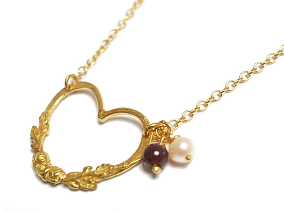 flower heart 18ct goldplated silver necklace 第1張的照片