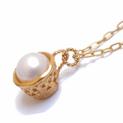 silver teacup necklace pearl 2枚目の画像