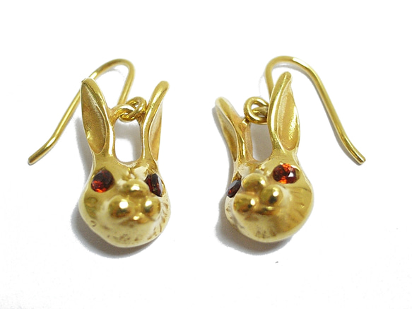 Silver Rabbit head hook earrings 2枚目の画像