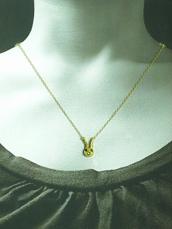 goldplated Rabbit head necklace 3枚目の画像