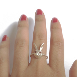 silver Rabbit head ring 第3張的照片