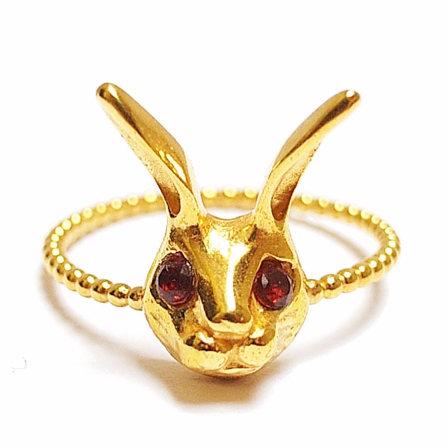 goldplated Rabbit head ring
