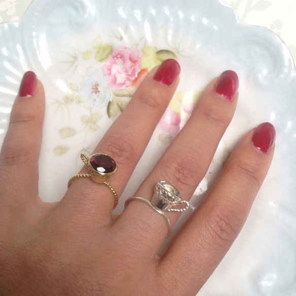 Rosehip(garnet)Teacup18ctgoldplatedRing 第3張的照片