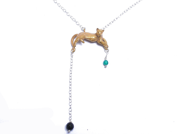 goldplated /silver long cat necklace 1枚目の画像