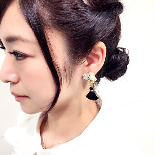 No.7 ボタンタッセルピアスorイヤリング ピアス（その他） Jemy 通販 