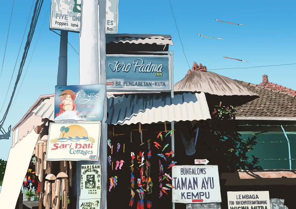 The souvenir shop in Bali (額装有り） 1枚目の画像