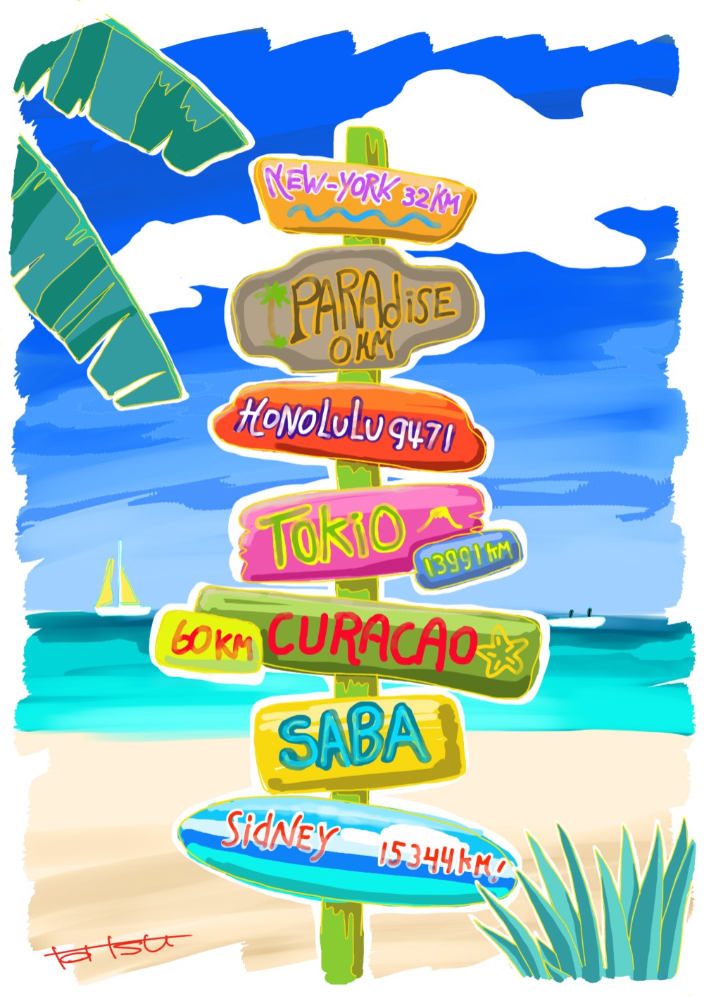 カリビアンサインボード (額装あり）