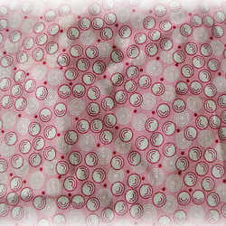 廃番　moda復刻版　ダブルピンクバブル柄　紅茶染め　約46×47ｃｍ　1997 1枚目の画像