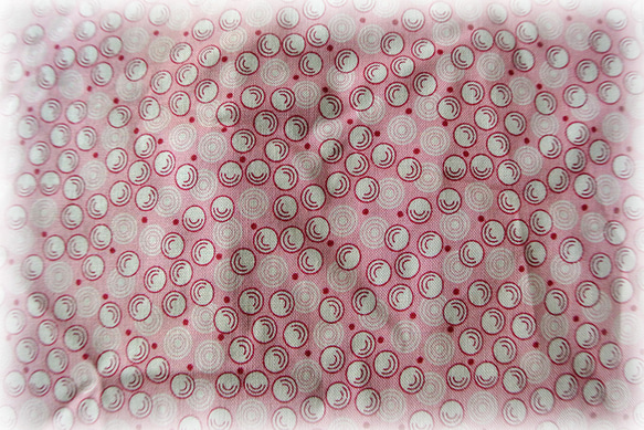 廃番　moda復刻版　ダブルピンクバブル柄　紅茶染め　約46×47ｃｍ　1997 1枚目の画像