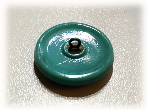 チェコ　ガラスボタン　ターコイズ　ペイズリー柄　直径2.7ｃｍ 3枚目の画像