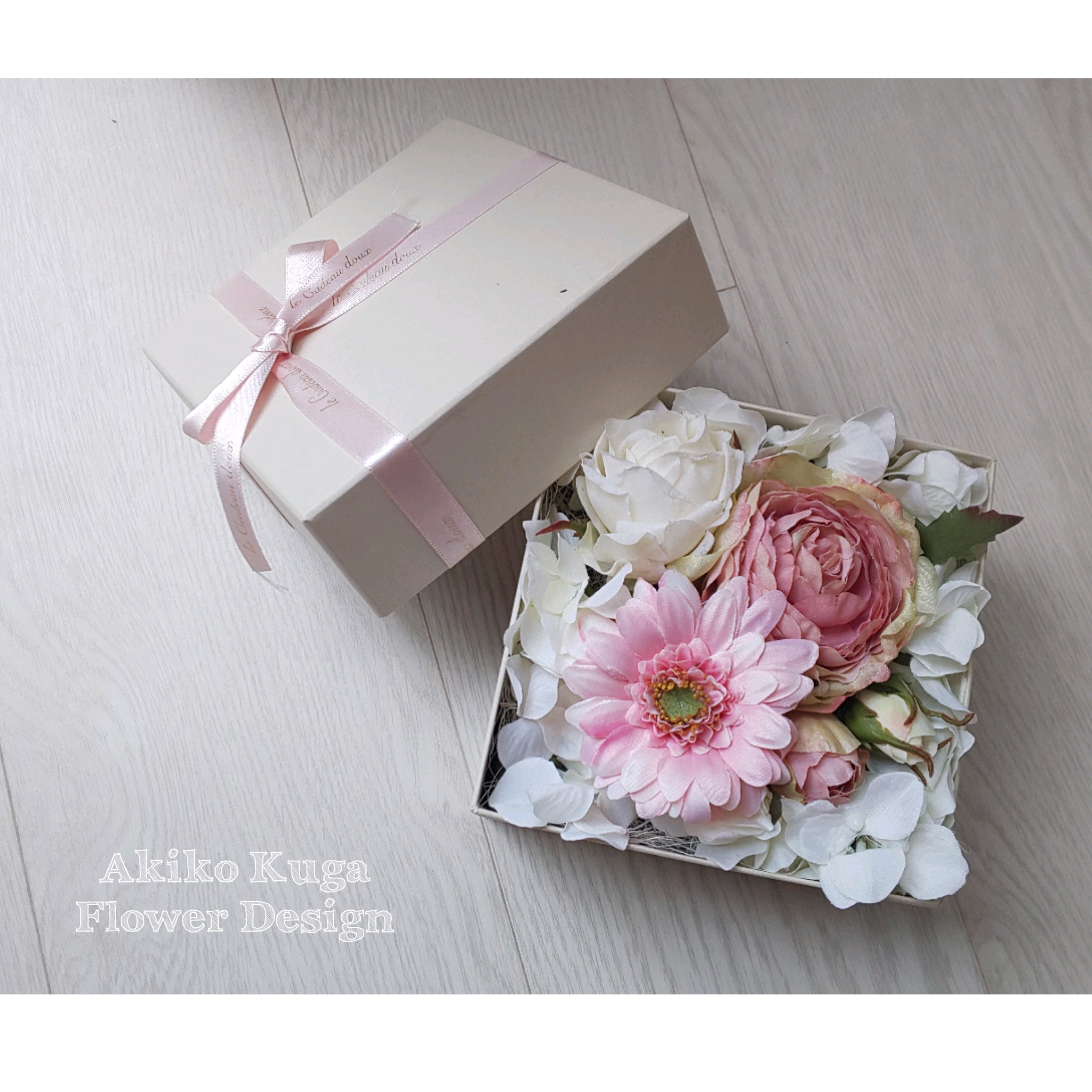 大人可愛い贈り物・世界にひとつのフラワーボックス♪パステルピンク