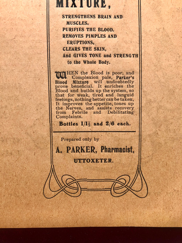 英国で出会った♪ アンティークプリント 銅板印刷 薬局のリーフレットA 両面プリント 6枚目の画像
