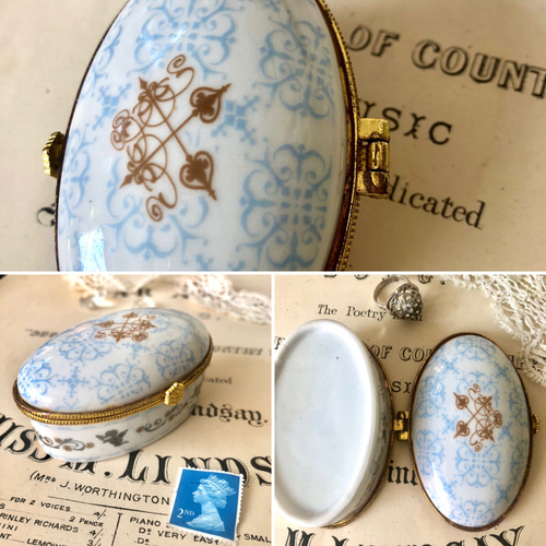 バラ装飾の陶器ホワイトアクセサリーケース バラ装飾の陶器ホワイトアクセサリーケース 薔薇雑貨・ローズモチーフ