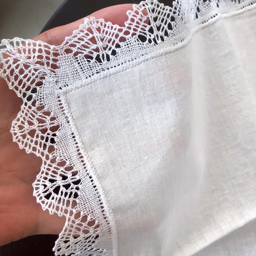 ボビンレース　アンティークレース　ハンカチ ボビンレース アンティークレース ハンカチ パリ発送】E1192