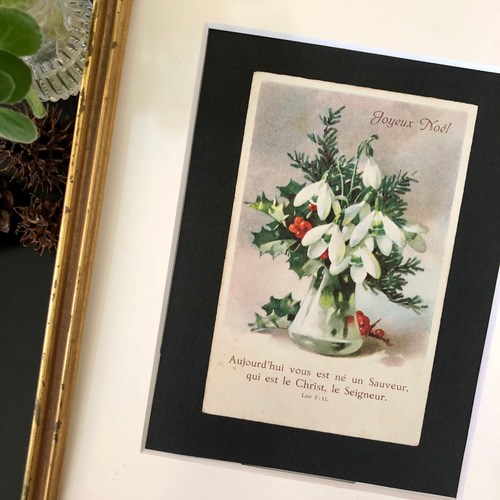 英国で出会った♪ 仏アンティーク スノードロップとヒイラギのポスト