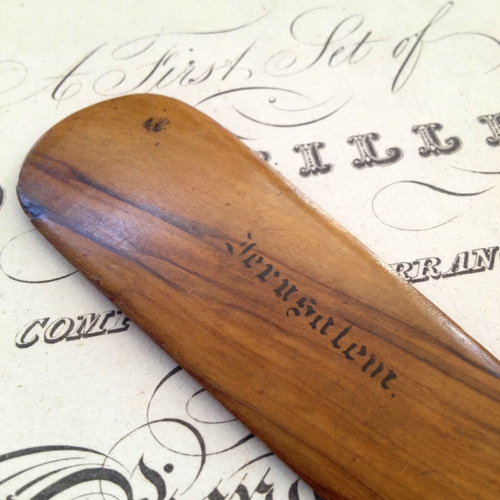 イギリス アンティーク 印刷用スタンプ 真鍮と木材 4点セット