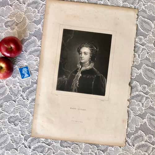 英国で出会った♪ 19世紀 アンティークプリント メアリー1世の肖像画