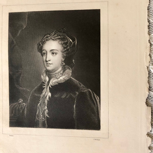 英国アンティーク 19世紀 貴婦人の肖像 額装 インテリア額絵