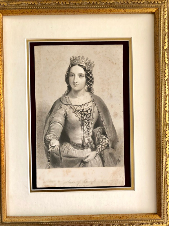 英国アンティーク　19世紀　貴婦人の肖像　額装 美麗 貴婦人肖像画フレーム - 薔薇と天使のアンティーク