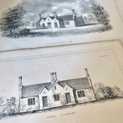 英国で出会った♪ 19世紀 アンティークプリント 2枚セット 英国住宅 エッチング 銅版プリント　セミデタッチドハウス 4枚目の画像