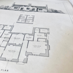 英国で出会った♪ 19世紀 アンティークプリント 2枚セット 英国住宅 エッチング 銅版プリント　セミデタッチドハウス 5枚目の画像