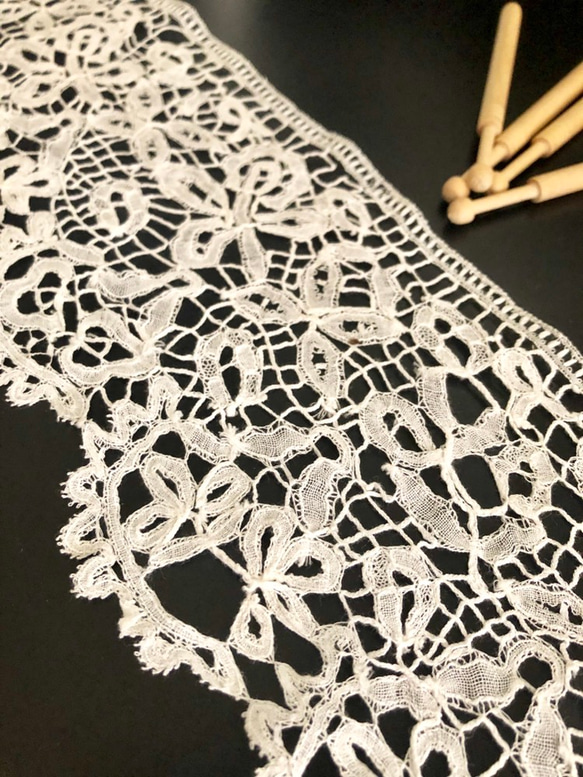 アンティーク19世紀オリジナル状態 繊細で優美なホニトンレース付け襟 ボビン手編 ○l-80/ヴィクトリアンの手仕事 ホニトンレース | PISKEY