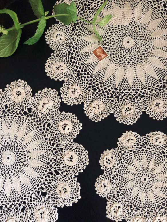 再販）英国で出会った♪アンティーク B 手編みのクロシェレース