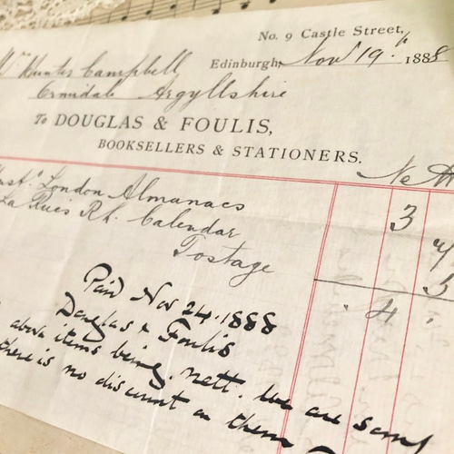 英国で出会った♪ アンティーク 1888年 手書きの書類/インヴォイス
