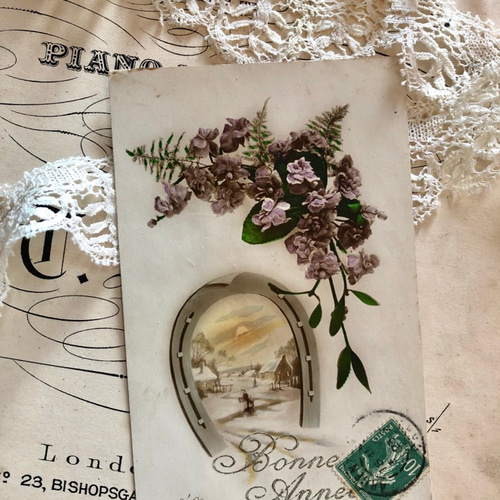 英国で出会った♪ アンティーク フランスのポストカード 馬蹄と