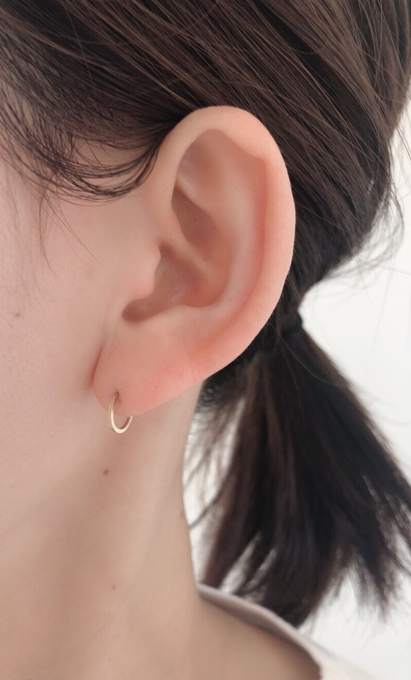 14kgf】8㎜ スクエアキャッチレスフープピアス ピアス（フープ