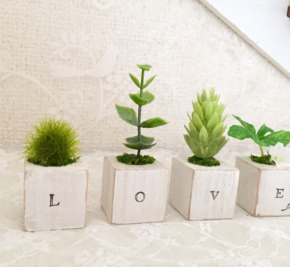 ナチュラルグリーン ＊ 小さな植木鉢  ♡ LOVE 2枚目の画像