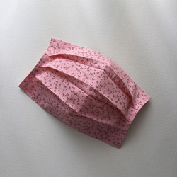 コットン100%プリーツマスクカバー（カバーのみ）ピンク小花 2枚目の画像