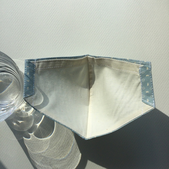 フィルター着脱が簡単に出来る立体布マスク　マスクゴム・リボン　オプション選択　アイスブルー 3枚目の画像