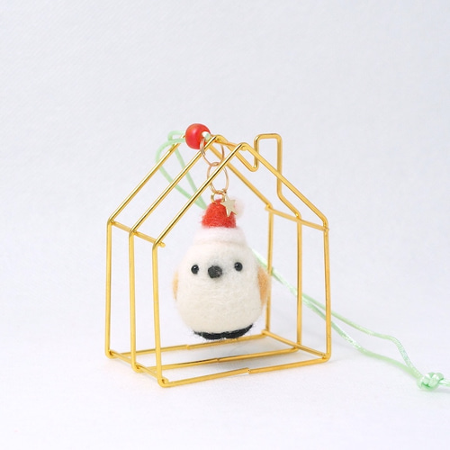 シマエナガのクリスマスオーナメント♪ 羊毛フェルト Chiku Chiku