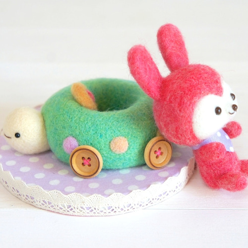 うさぎとかめカー 羊毛フェルト Chiku Chiku♪ 通販 1663940｜Creema