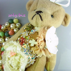 saly☆お花畑のクマさんとファーのバッグチャーム 3枚目の画像